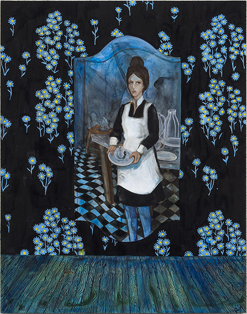 Stephanie Mercado, The Resignation, 2017, gouache painting on yupo, 14 x 11"