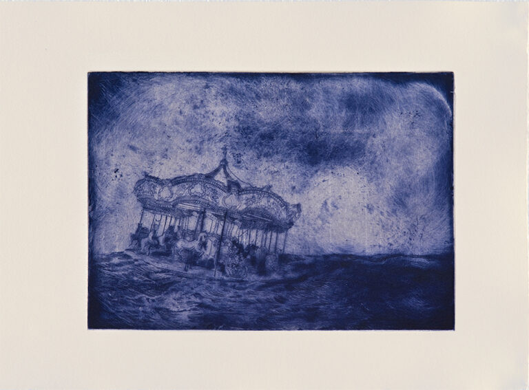 Like Swimming Horses, drypoint with Chine-collé, Ed. 8, 14 x 17"