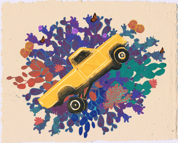 Ford Truck, 2022 relief print collage (digital composite) 30 x 40"