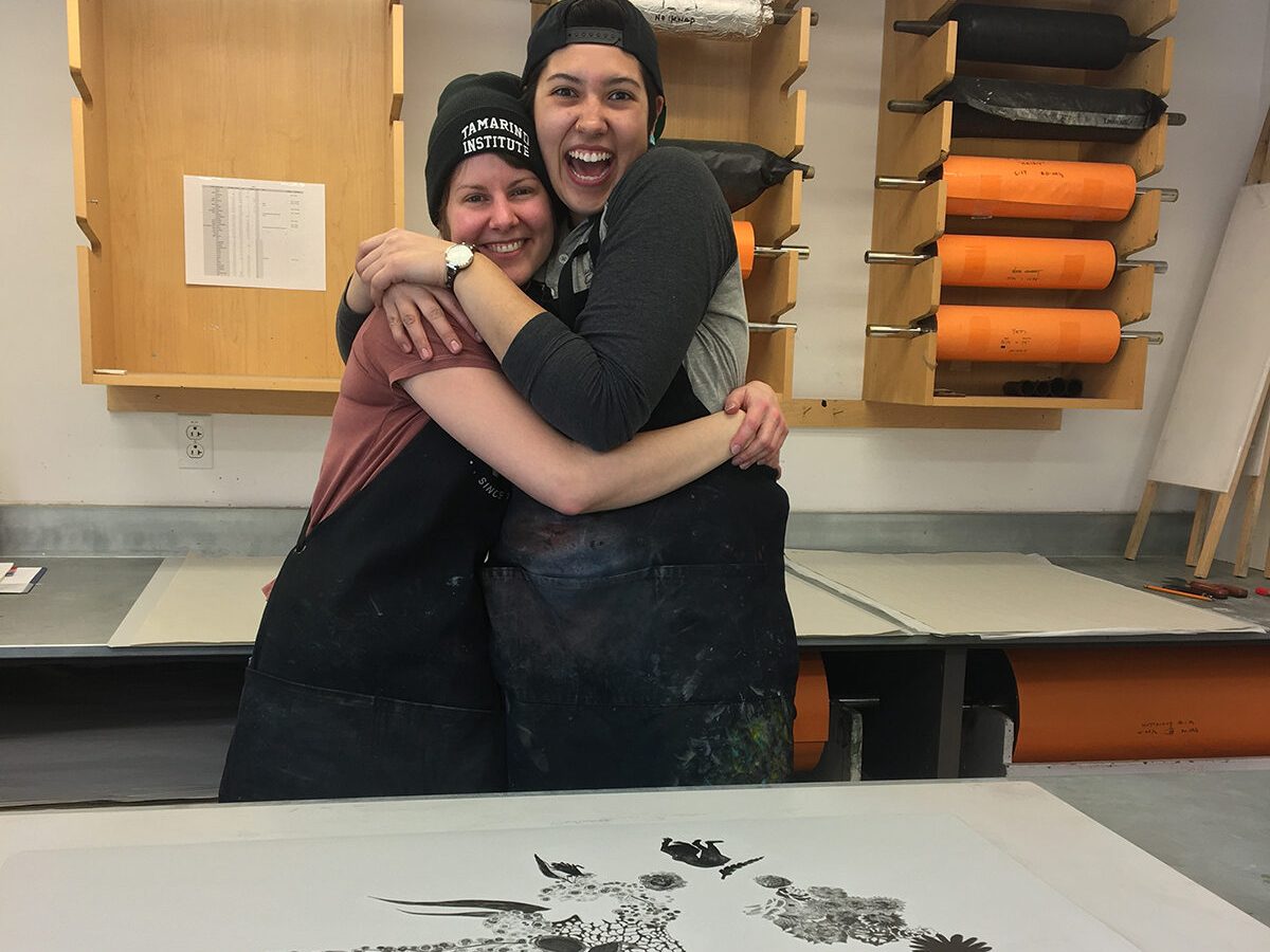 Maggie Middleton and Julie Bellavance Printers in Training at Tamarind Institute of Lithography